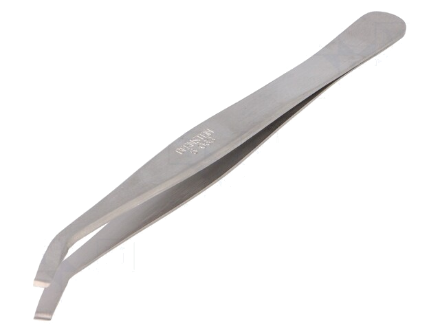Pincet; 115mm; Bladen: gebogen; Breed.tip: 3,5mm; SMD; Blad: Ø0,8mm Pincet; 115mm; Bladen: gebogen; Breed.tip: 3,5mm; SMD; Blad: Ø0,8mm